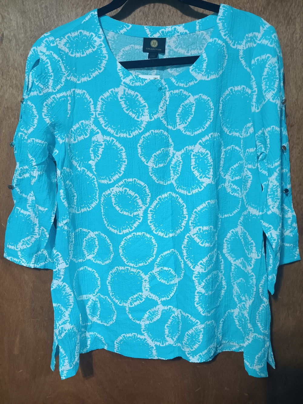 JM Collection Blue & White Circle-Print Tunic